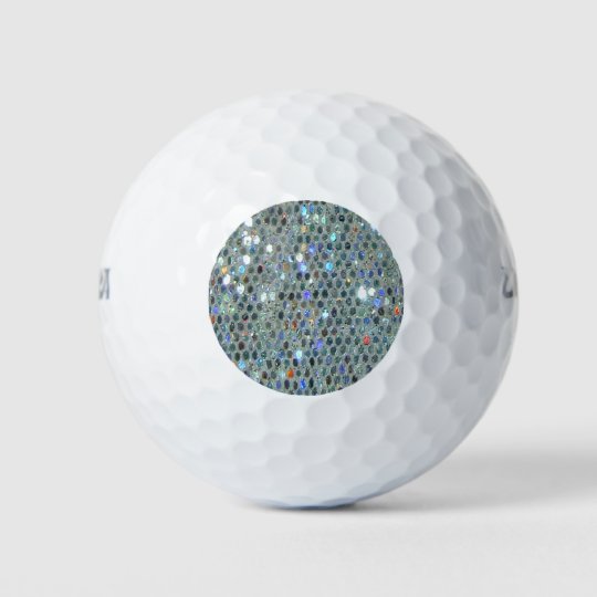Glitzy Sparkly Silver Glitter Bling Golf Balls