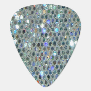 Glitzy Sparkly Silver Glitter Bling Guitar Pick