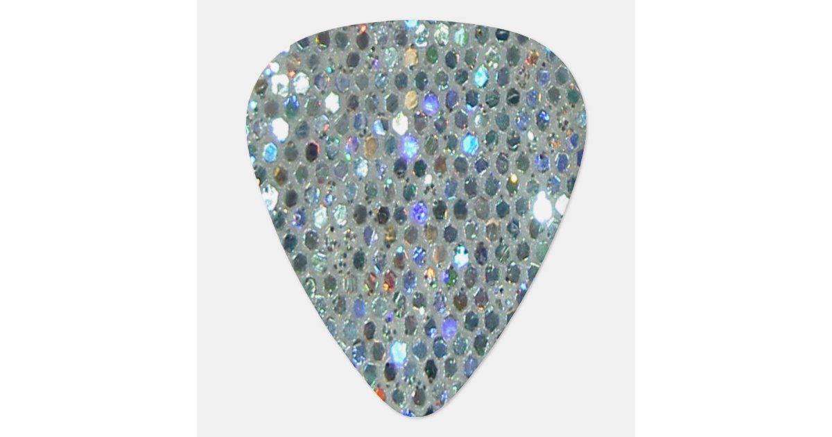 Glitzy Sparkly Silver Glitter Bling Guitar Pick | Zazzle