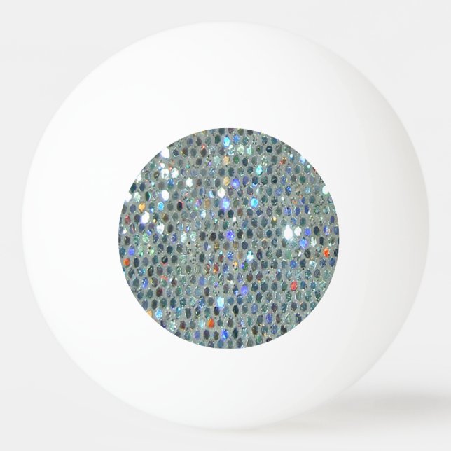 Glitzy Sparkly Silver Glitter Bling Ping-Pong Ball (Front)