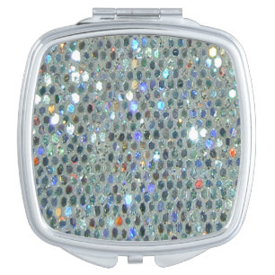 Glitzy Sparkly Silver Glitter Bling Vanity Mirror