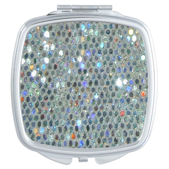 Glitzy Sparkly Silver Glitter Bling Vanity Mirror