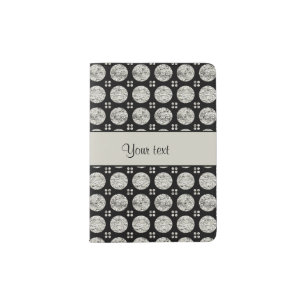Glitzy Sparkly Silver Glitter Buttons Passport Holder