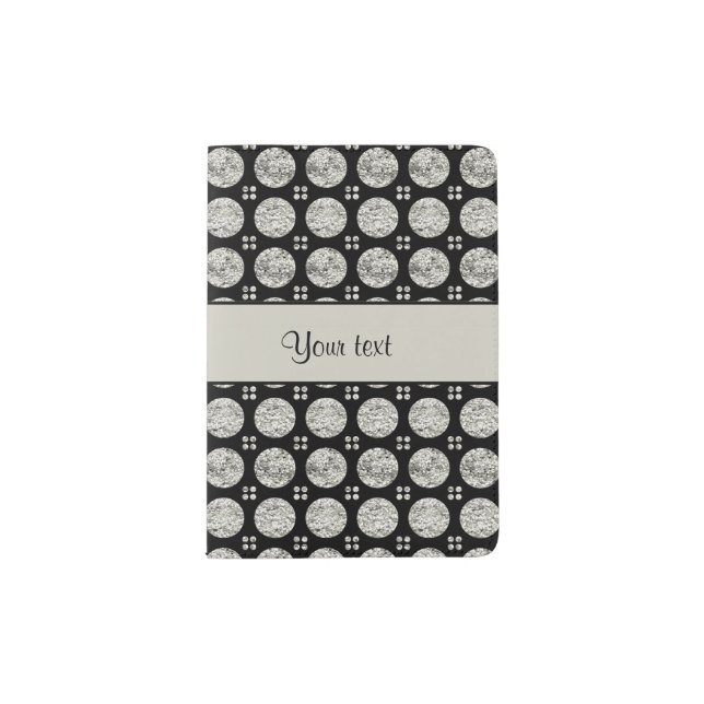 Glitzy Sparkly Silver Glitter Buttons Passport Holder (Front)