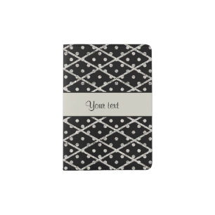 Glitzy Sparkly Silver Glitter Polka Dots & Diamond Passport Holder