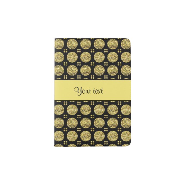 Glitzy Sparkly Yellow Glitter Buttons Passport Holder (Front)