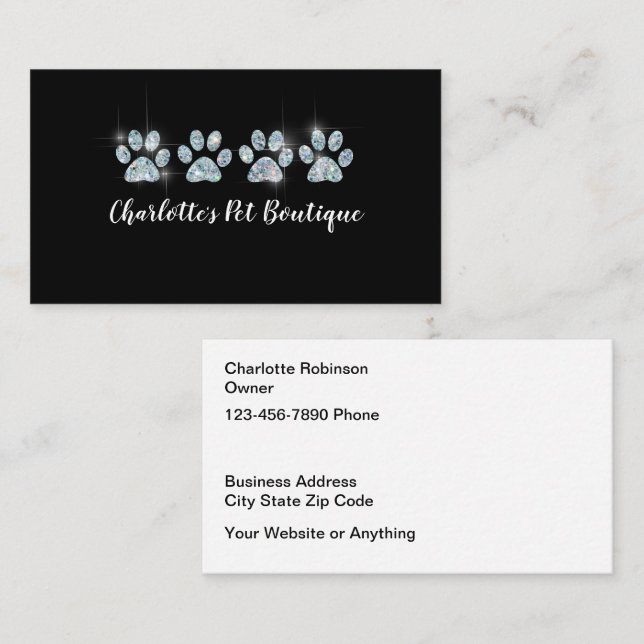 Glitzy Trendy Pet Business Cards Design (Front/Back)