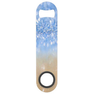 Glitzy Trendy Sparkle Blue and Gold Girly Glitter. Bar Key