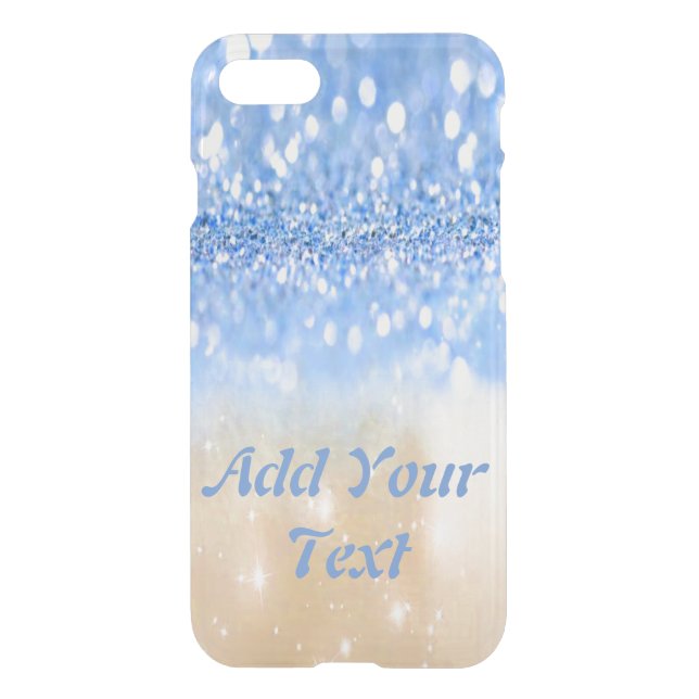 Glitzy Trendy Sparkle Blue and Gold Girly Glitter. Uncommon iPhone Case (Back)
