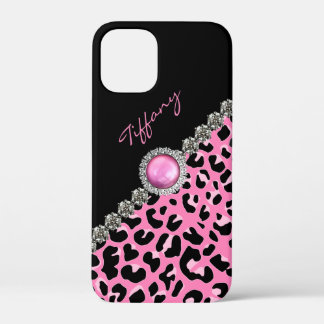 Glitzzy Pink Jaguar Print iPhone 12 Mini Case