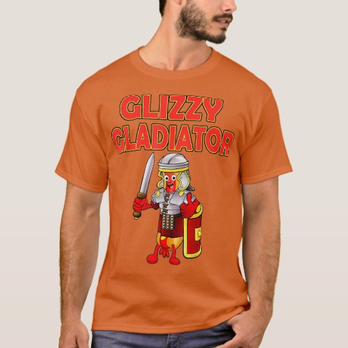 Glizzy Gladiator Hot Dog in Armor Suit Costume T_Shirt