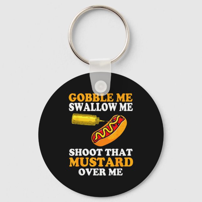 Glizzy Gobbler Funny Glizzy Meme Hot Dog Lover Men Keychain (Front)
