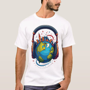 Global Beats: Earth & HeadphonesT-Shirt T-Shirt
