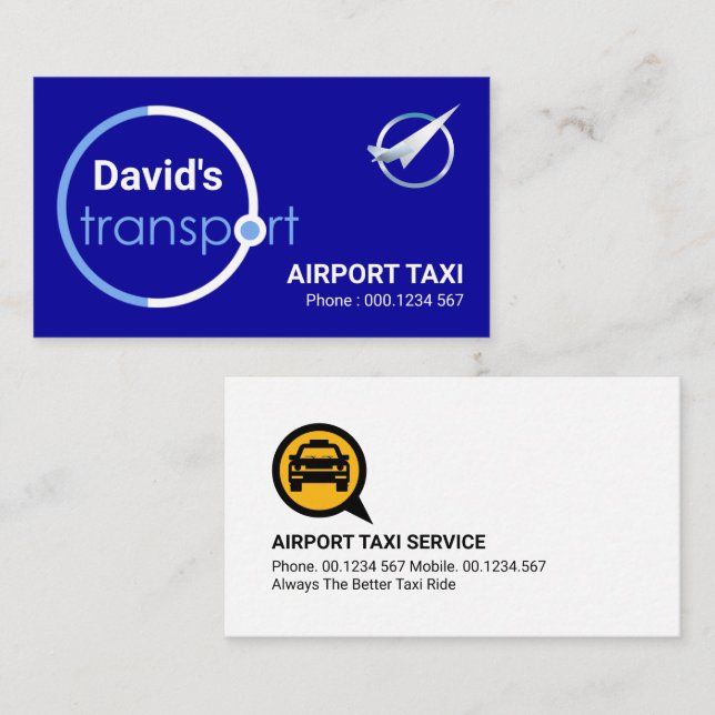 Global Blue Orbit Airport Taxi Business Card (Front/Back)
