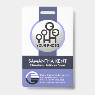 Global Blue Shades Stripe Photo Template Staff ID Badge