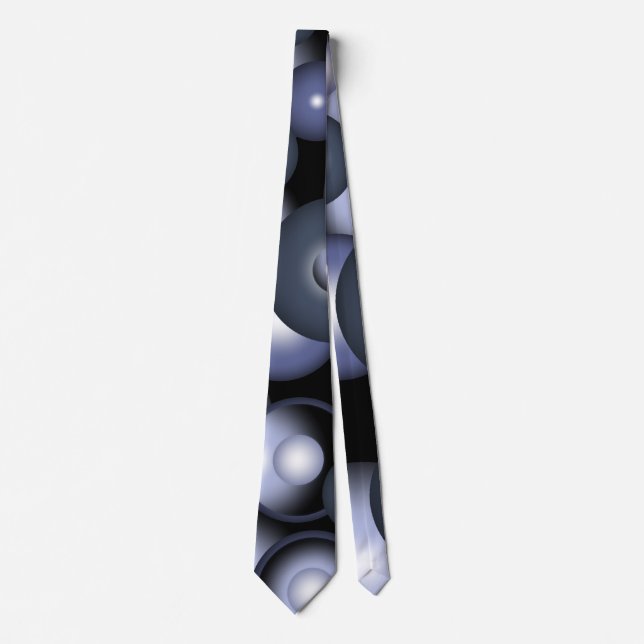 Global Concentric Circle Orbital Abstract Art Neck Tie (Front)