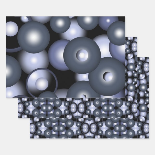 Global Concentric Circle Orbital Abstract Art  Wrapping Paper Sheets (Set)