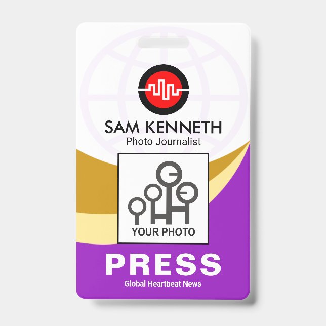 Global Curvature Waves Press Photo Template ID Badge (Front)
