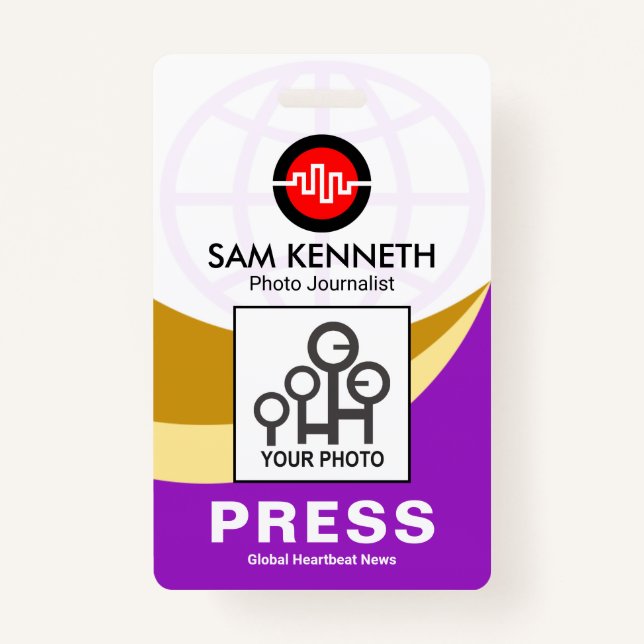 Global Curvature Waves Press Photo Template ID Badge (Front)