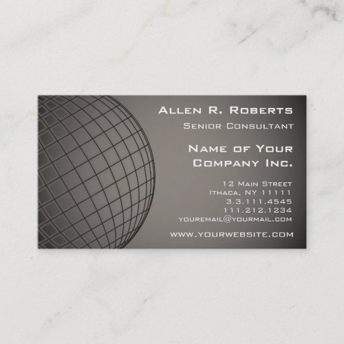 Global Elegance Earth Globe Silver Brown Modern Business Card