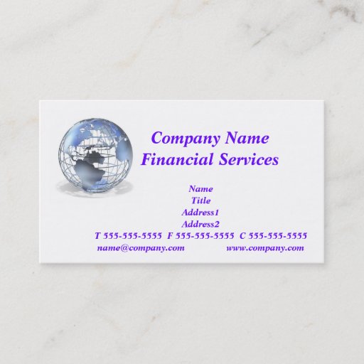 Customizable Global Financial Services Business Card