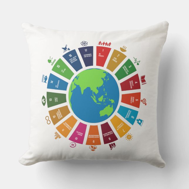 Global Goals UN 2030 Throw Pillow (Front)