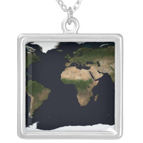 Global image of the world silver plated necklace