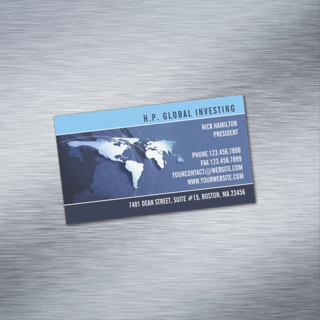 Global Internation Map Business Card Magnet (In Situ)