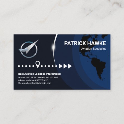 Global Layers Silver Sunlight Aviation Transport Business Card