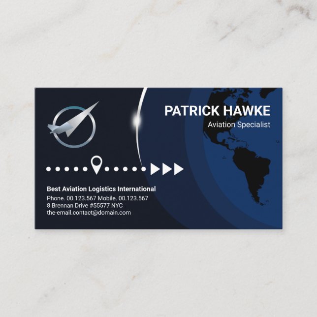 Global Layers Silver Sunlight Aviation Transport Business Card (Front)