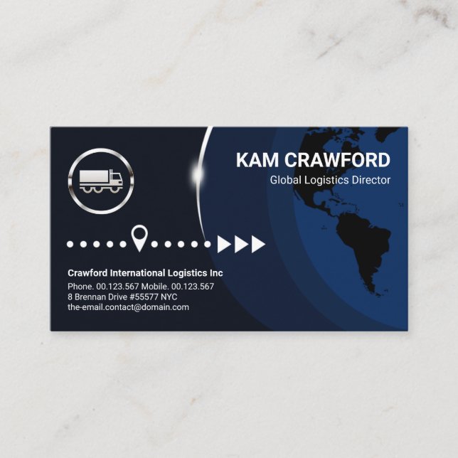 Global Layers Silver Sunlight Logistics Transport  Business Card (Front)