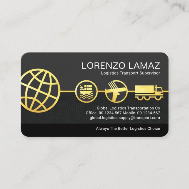 Global Logistics Modes Supply Line Business Card (Front)
