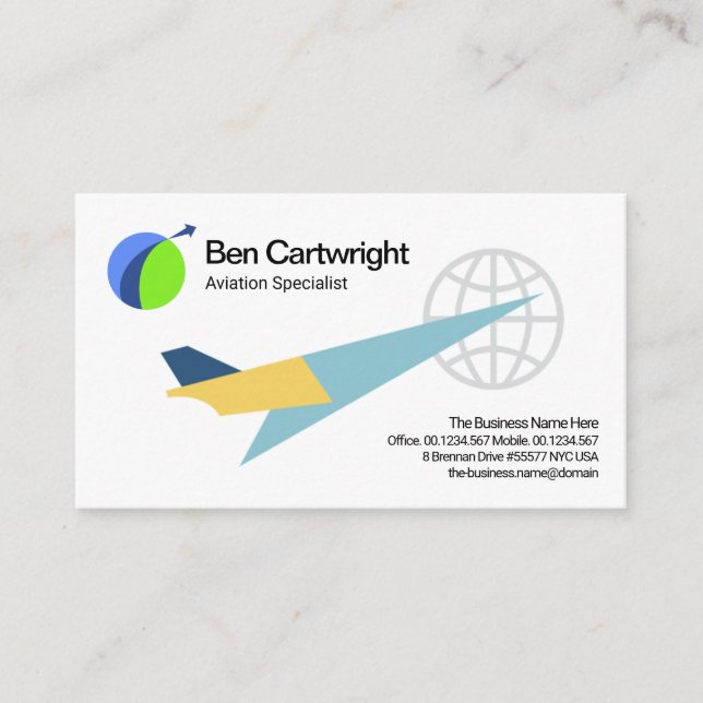 Global Logistics Super Jet Airplane Aviation Pilot Business Card (Front)