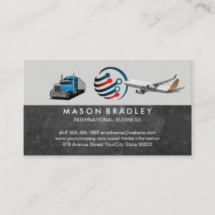 Global Logo Semi Truck Commercial Plane Business Card