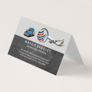 Global Logo Semi Truck Commercial Plane Business Card
