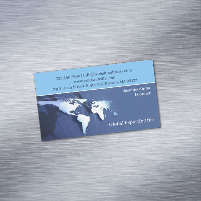 Global Map Business Card Magnet (In Situ)