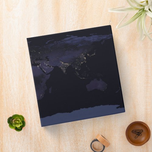 Global Map Earths City Lights At Night 3 Ring Binder