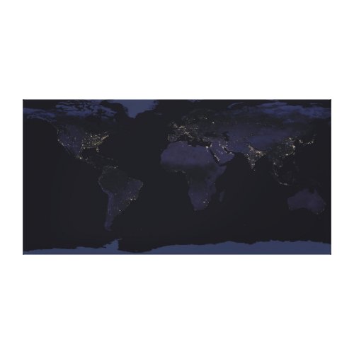 Global Map Earths City Lights At Night Canvas Print