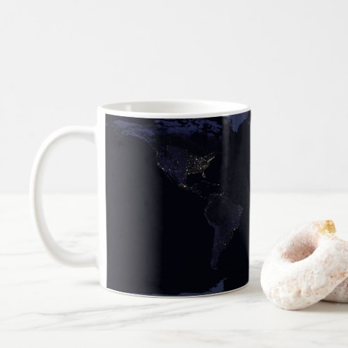Global Map Earths City Lights At Night Coffee Mug