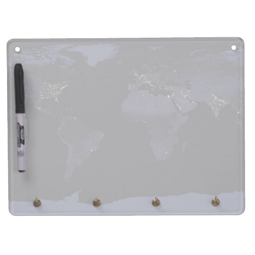 Global Map Earths City Lights At Night Dry Erase Board With Keychain Holder