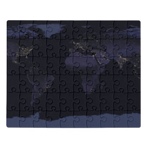 Global Map Earth's City Lights At Night. Jigsaw Puzzle