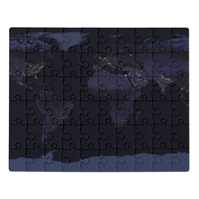 Global Map Earth's City Lights At Night. Jigsaw Puzzle (Puzzle Horizontal)
