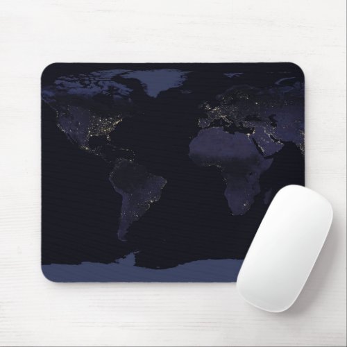 Global Map Earths City Lights At Night Mouse Pad