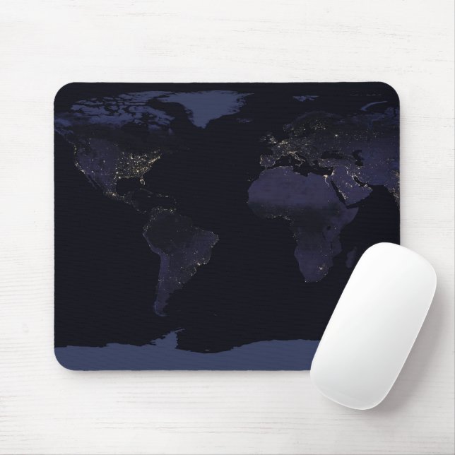 Global Map Earth's City Lights At Night. Mouse Pad (With Mouse)