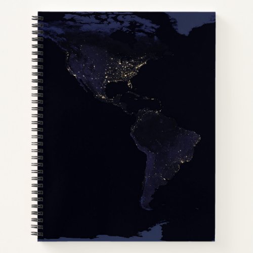 Global Map Earths City Lights At Night Notebook