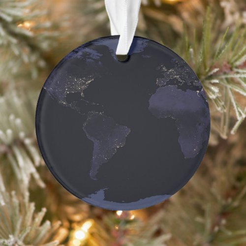 Global Map Earths City Lights At Night Ornament