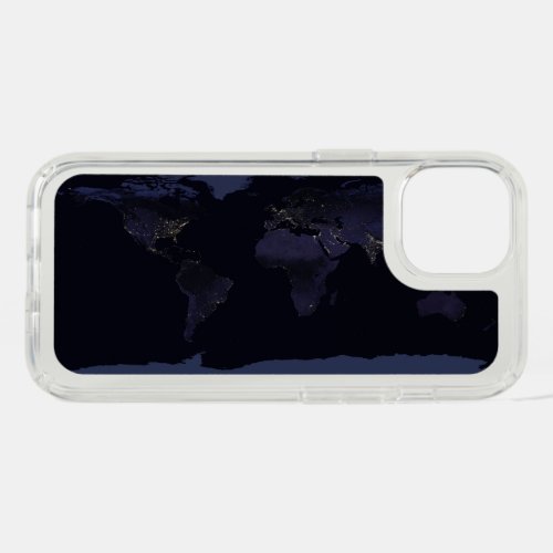 Global Map Earths City Lights At Night iPhone 15 Case