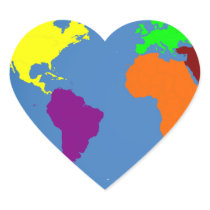 Global Map Heart Sticker Global Map Heart Sticker