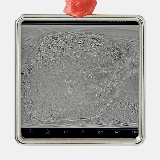 Global map of Saturn's moon Dione Metal Ornament (Front)