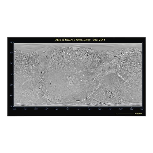 Global map of Saturns moon Dione Photo Print